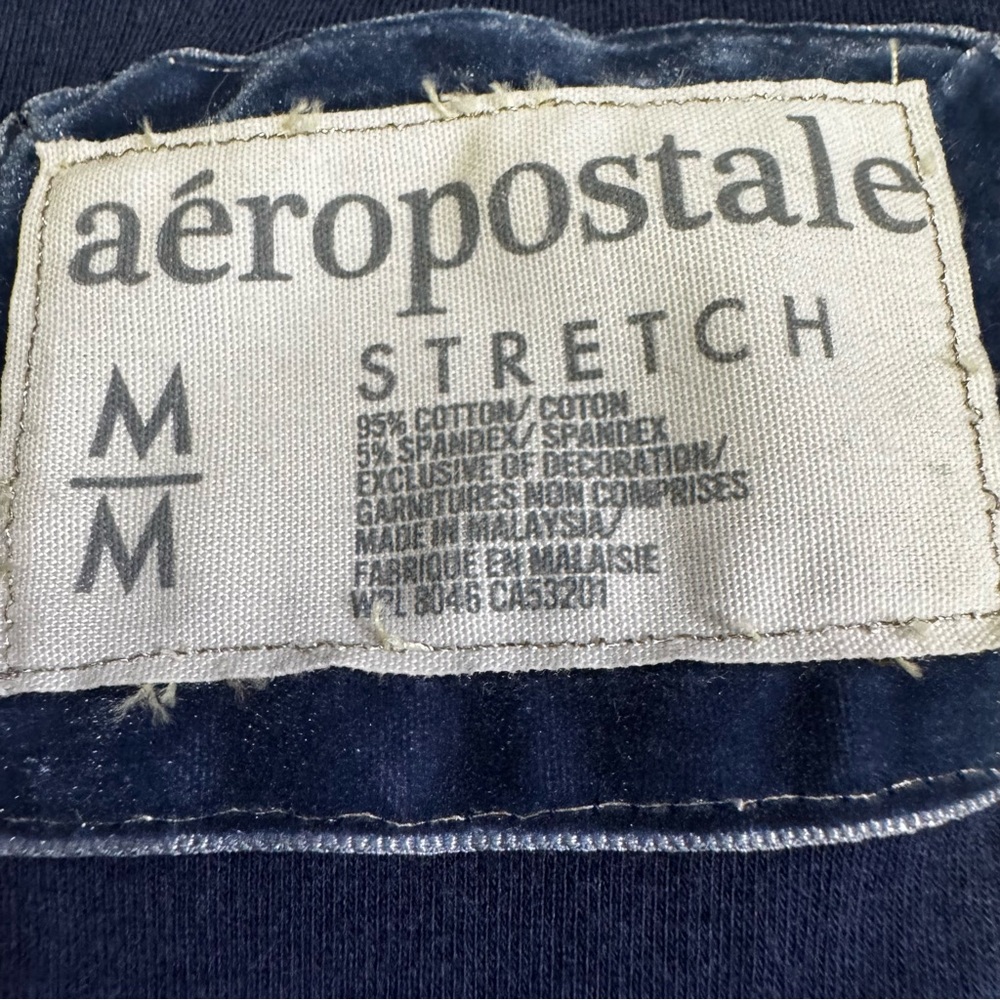 Aeropostale Shirt Tee  Navy Blue Long Sleeve Henley Size Medium Button Front NEW - Picture 5 of 12